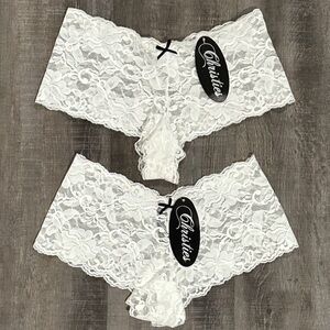 💞 New Set of 2 Women’s Size 5 White Lace Cheeky Hipster Panties Underwear